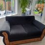 Two Seater Black Fabric Sofa Image 7