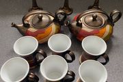TriUshi Bulgarian Hand Made Ceramic Art Pottery Set Tea Mug Goblet Bulgaria