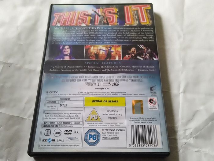 Michael Jackson This Is It Dvd