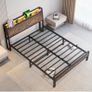 King Size Bed Frame, Black | Charging Station, LED Lights, Wood Headboard with Storage Shelves, Heavy Duty Metal Slats, No Box Spring Needed Image 6