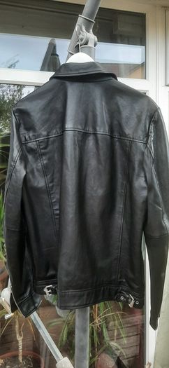 Superdry Mens black genuine leather biker jacket