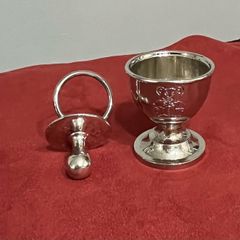 silver plated egg cup and soother