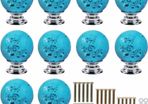 Clear Crystal Glass Drawer Knobs with Bubble Ball Cabinet Door Knobs Kitchen Cupboard Knobs Pull Handle 10 Pieces (MULTIPLE COLOURS)