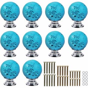 Clear Crystal Glass Drawer Knobs with Bubble Ball Cabinet Door Knobs Kitchen Cupboard Knobs Pull Handle 10 Pieces (MULTIPLE COLOURS)