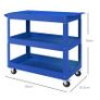 3-tier Tool Cart, 4 Casters, Steel, 83B x 35.3T x 76H cm, Blue Image 2