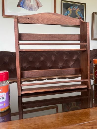 Vintage Wooden Two Tier Counter or Wall Hanging Spice Rack