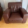 brown leather 3 seater & armchair Image 5
