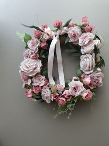 Pink Roses Door Wreath