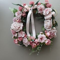 Pink Roses Door Wreath
