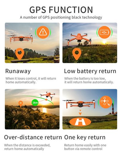8K Orange Bag 32G 3B XKJ GPS Drone 8K HD Camera 2-Axis Gimbal Professional Anti-Shake Aerial Photography Brushless Obstacle Avoidance Quadcopter Toys