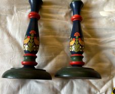 Vintage, Handpainted Hollo Muhely Hungarian Candlesticks