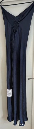 Brand New ASOS design Navy Satin Cowl Neck Maxi Dress - Lace Up Back - UK 16