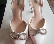 New Ivory Satin Slingbacks