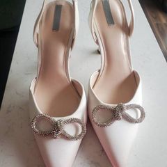 New Ivory Satin Slingbacks