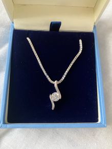 Newbridge Silverware Drop Pendant with Clear Stone
