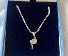 Newbridge Silverware Drop Pendant with Clear Stone