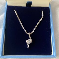 Newbridge Silverware Drop Pendant with Clear Stone