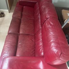 red leather couch/sofa