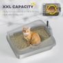 XXL Stainless Steel Cat Litter Box with High Sides, Metal Scoop, 70 x 50 x 30 cm Image 5