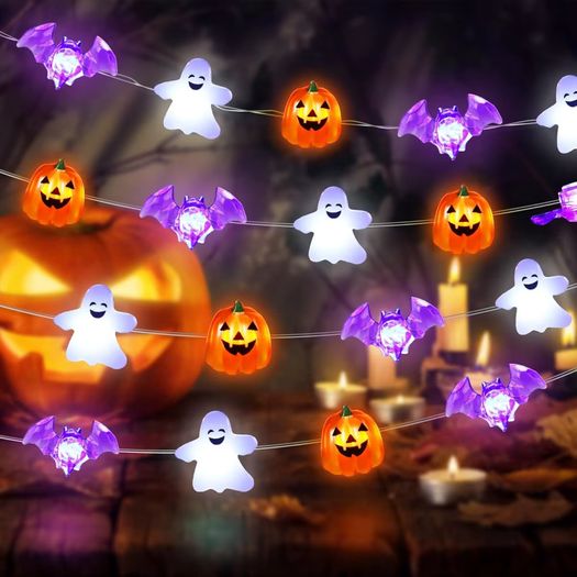 3m 30 LED Halloween Copper Wire String Light With Mini Ghost Pumpkin Bat Waterproof Fairy Atmosphere Lamp Battery Operated