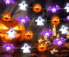 3m 30 LED Halloween Copper Wire String Light With Mini Ghost Pumpkin Bat Waterproof Fairy Atmosphere Lamp Battery Operated