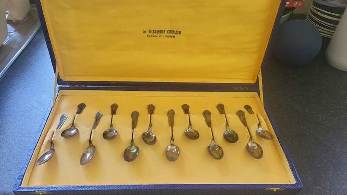 Set of 12 Italian silver espresso spoons