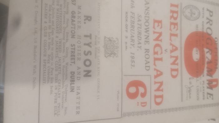 Rare Irish Rugby Programmes