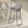 2-Pack Bar Stools, Fabric-upholstered Barstools with Foam Padding, Padded Stools with Metal Legs, Gray Image 2