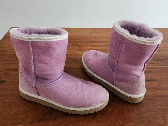 UGG K Classic Sheepskin Short Weave Fur-lined Boots - Purple - UK 5
