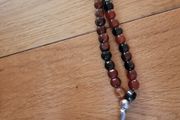Semi-precious Brown Onyx Agate Prayer Beads with Silver Accents x33