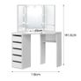 Corner Dressing Table with LED Lighting White Image 5