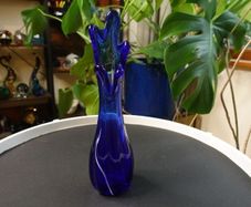 Vintage Cobalt Blue Swung Vase With White Streak
