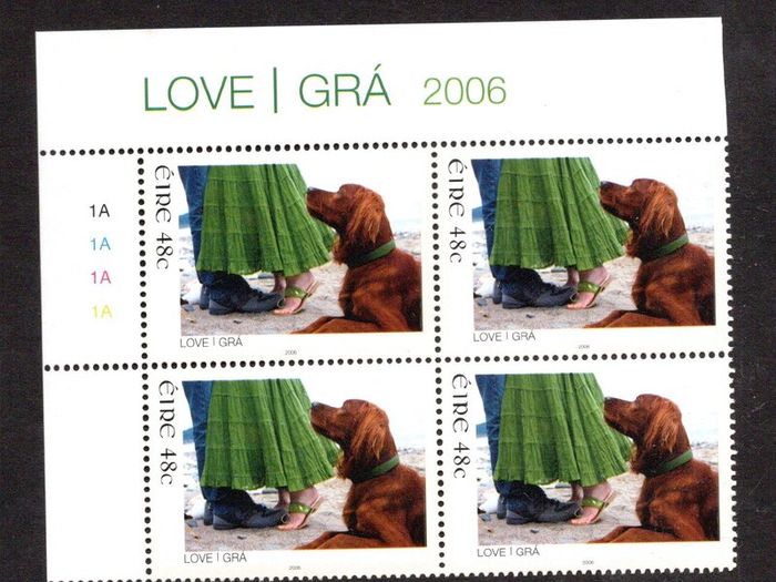 2006 Ireland Love/ Greetings Commemorative Stamp Plate Block 1A1A1A1A Mint Never Hinged (MNH)