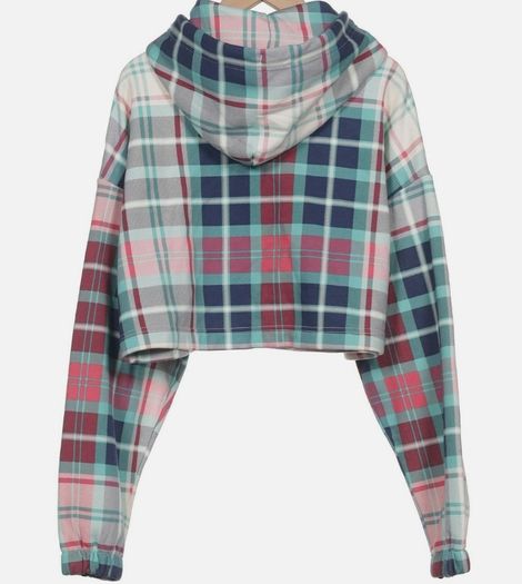 Tommy Jeans logo crop hoodie in tartan medium M SOLD OUT
