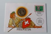 Swiss 1986 coin stamp cover 2 Francs BUNC