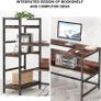_Desk with shelves, 55 inch industrial style PC desk, computer table made of wood and metal, gaming desk office table for home office (vintage brown) Image 3