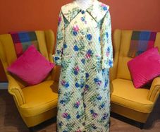 Vintage 50s 60s Yellow floral quilted housecoat