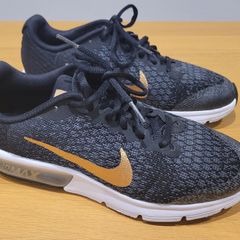 Nike Air Max Sequent 2- Black Gold White Woman's Trainers Size UK 5.5 (38.5) 24cm