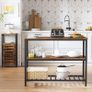 _Standing shelf, 120 x 60 x 90 cm, kitchen island with large worktop, dining table, kitchen shelf with 3 shelves, sturdy metal frame, vintage brown-black Image 4