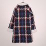 Savida Navy Blue Red Tweed Plaid Coat White Sherpa Trim 8UK/36EU Image 8