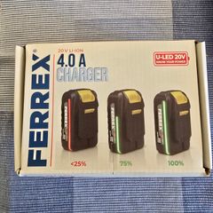 Ferrex Activ Energy 5AH 20V / 40V Lithium Ion Rechargeable Batteries. Ferrex Activ Energy 4A 20V / 40V Fast Charger. Ferrex Activ Energy 2AH 20V Lithium Ion Rechargeable Batteries.