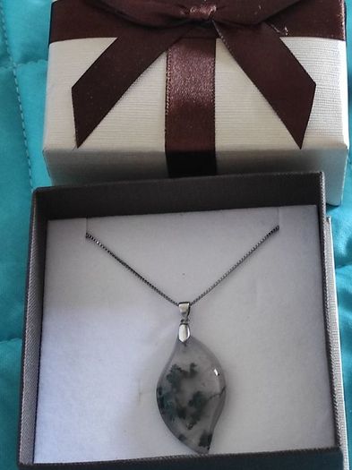 COAI sterling silver Moss agate necklace