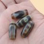 Vintage Himalayan Tibetan 2 Eyes & ZigZag Pattern Agate Bead Lot Of 4 Image 3