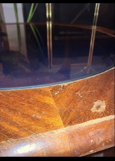 Mid Century Octagonal Coffee Table with Glass Top