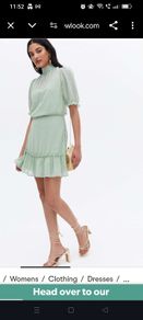 PRICE DROP, NEW LOOK, Flocked Spot Chiffon Mini Dress, Mint, BNWT, Size10