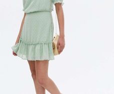 PRICE DROP, NEW LOOK, Flocked Spot Chiffon Mini Dress, Mint, BNWT, Size10