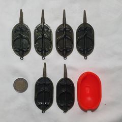 NEW - Size XL - Set of 6 Mixed Weight (4x40g) + (2x50g) - ARC Flat Method Feeders + Silicone Mould - Carp Tench Bream Feeder Method Pellet Dumbells Hybrid Roach