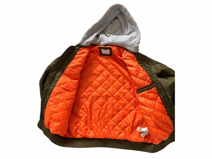 Vintage Y2K Style Bershka MA-1 Bomber Jacket XL Khaki Orange Lined Oversized Streetwear