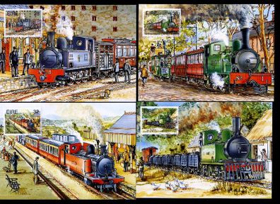 1995 Ireland Transport: Narrow Gauge Railways Maximum Cards First Day of Issue Cancel with matching commemorative stamp