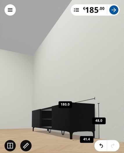 IKEA BESTA TV Bench with Doors - Black Brown 180cm